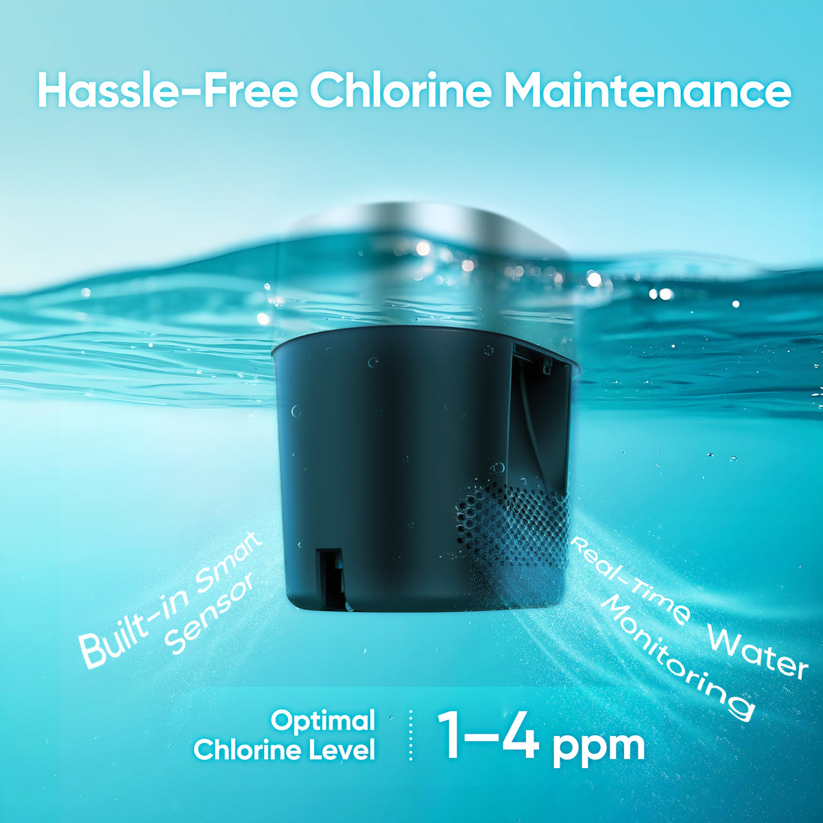 FinWhale automatic chlorine dispenser maintaining optimal chlorine levels in pool water